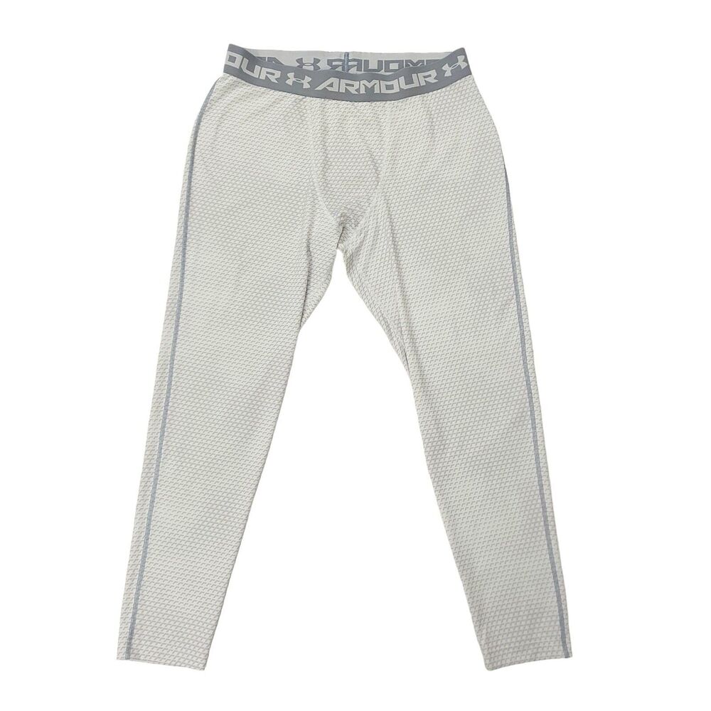 Under Armour HeatGear Mens Medium White Printed Compression Training Pants